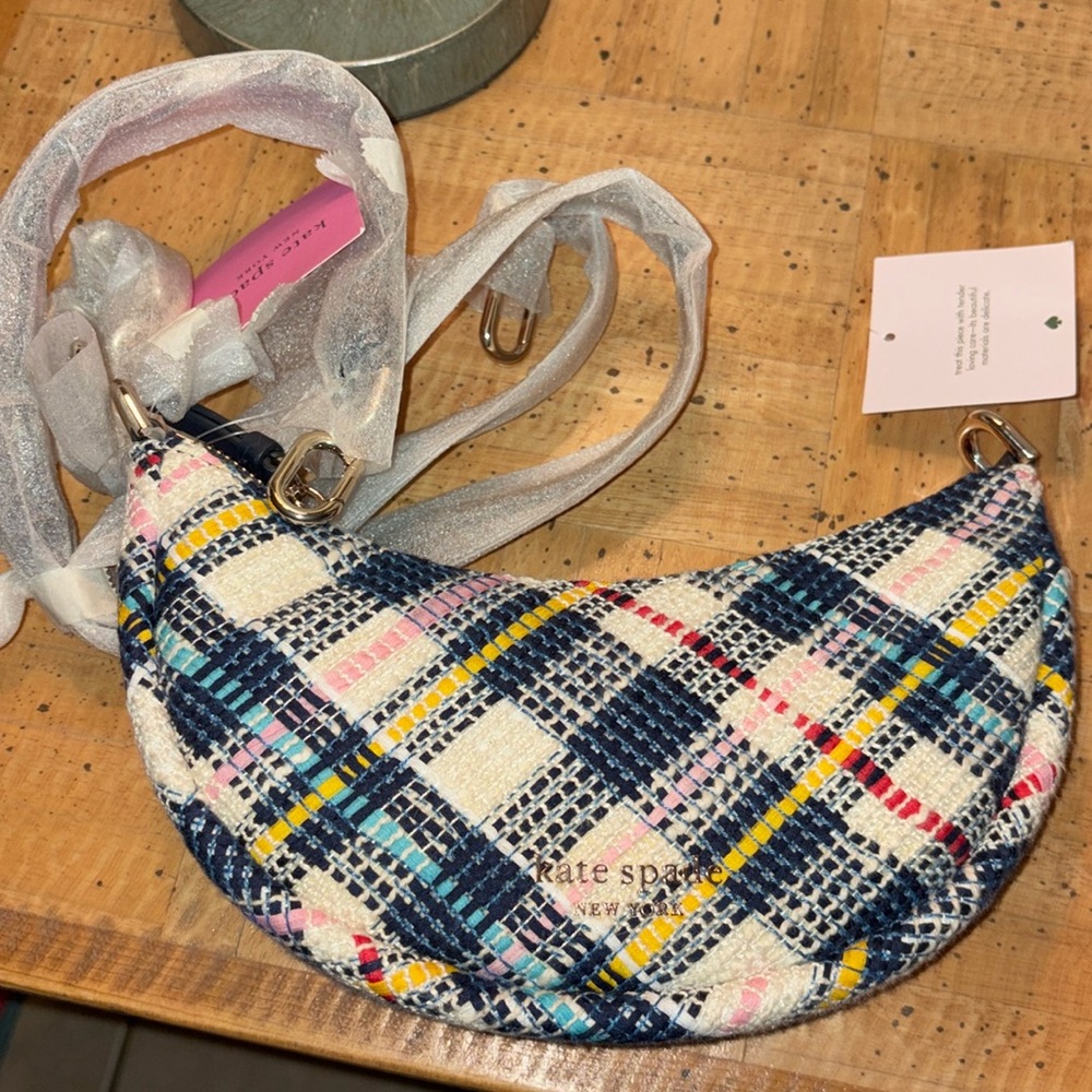 Kate Spade New York Smile Tweed Small Crossbody Parchment Multi